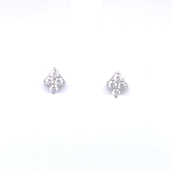 18ct White Gold Diamond Lozenge Stud Earrings