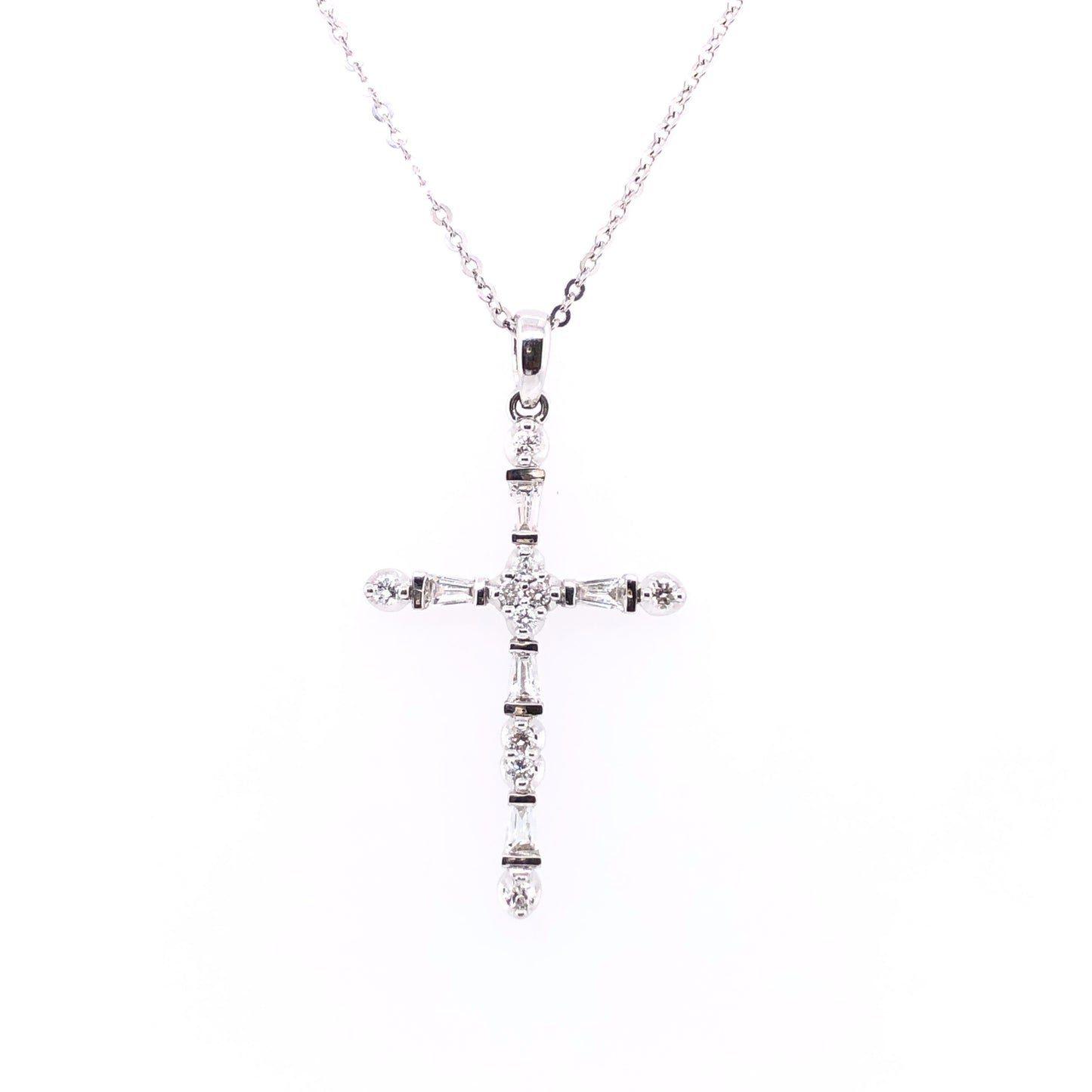 18ct White Gold Diamond Cross