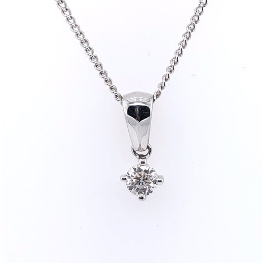 18ct White Gold 0.10ct Diamond Solitaire Pendant DP023