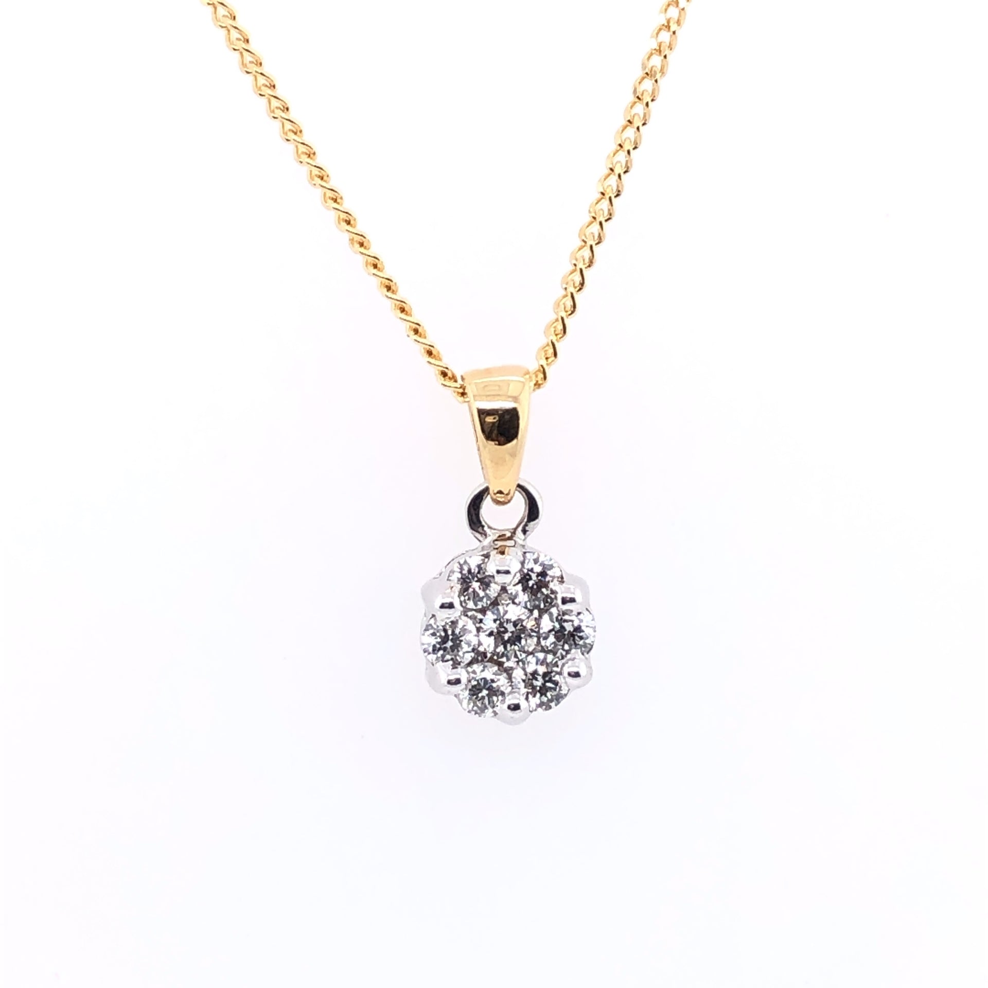 18ct Gold 0.25ct Diamond Halo Pendant DP025