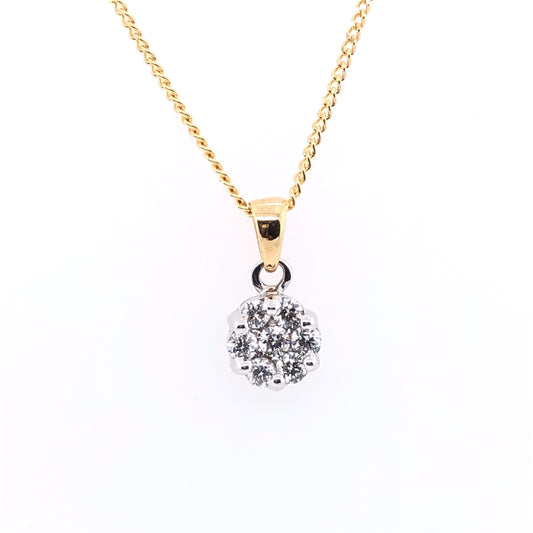 18ct Gold 0.25ct Diamond Halo Pendant