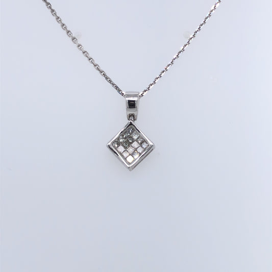 18ct White Gold Princess Diamond 0.30ct Pendant