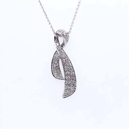 18ct White Gold Diamond Ribbon Pendant