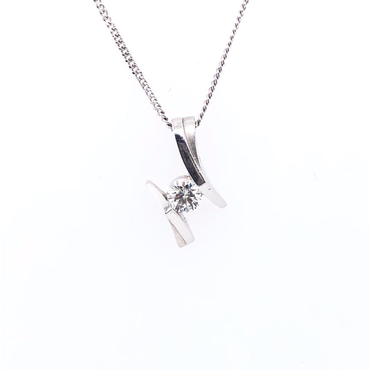 Platinum Diamond Solitaire Twist Pendant