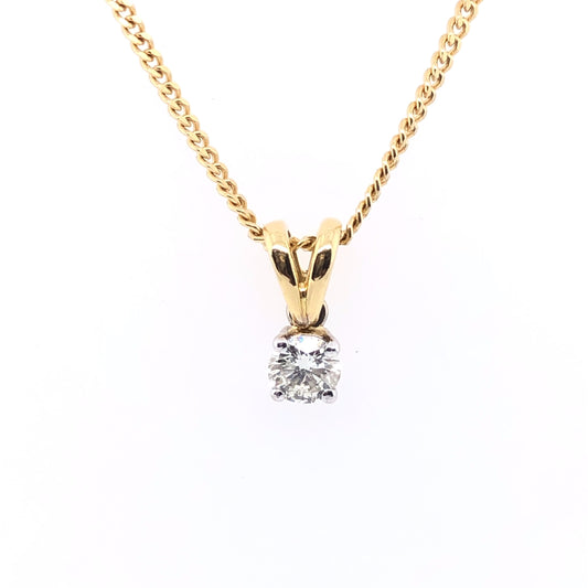 18ct Gold Diamond Solitaire 0.25ct Pendant