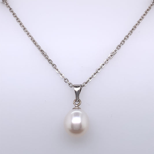 Sterling Silver Freshwater Teardrop Pearl 8-9mm Pendant