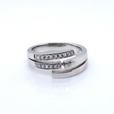9ct White Gold  Diamond Crossover Band Ring