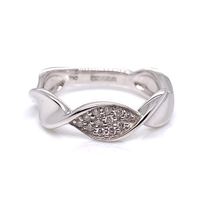 9ct White Gold Diamond Twist Ring