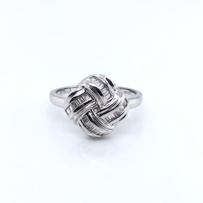 18ct White Gold Diamond Knot Ring DR016