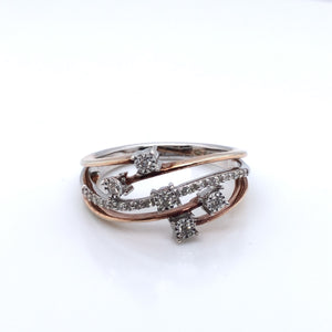 9ct White & Rose Gold  Diamond Swirl Ring