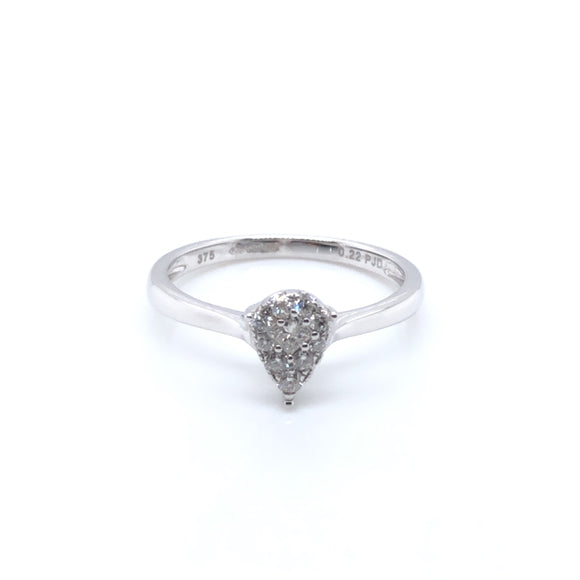 9ct White Gold Diamond 0.22ct Teardrop Ring