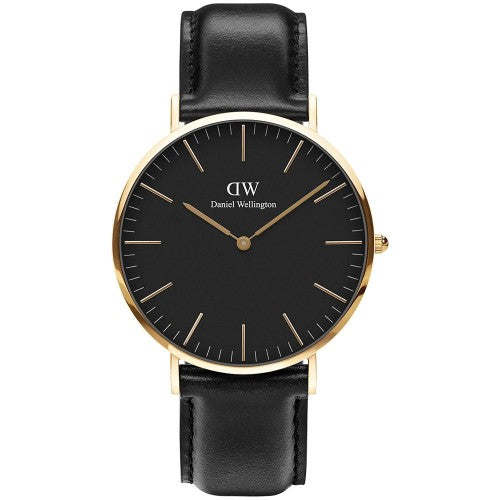 Daniel Wellington 40mm Gold 'Classic Sheffield' Black Leather Strap Watch DW00100544