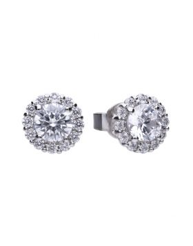 Diamonfire Zirconia Classic Halo Earrings E5576