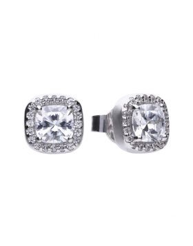 Diamonfire Zirconia Cushion-cut Pavé Earrings E5590