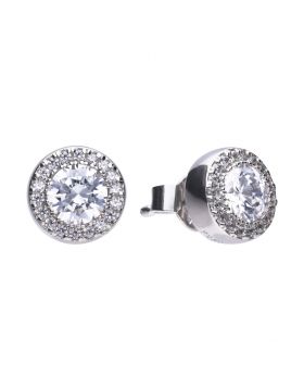 Diamonfire Zirconia Classic Halo Earrings E5591