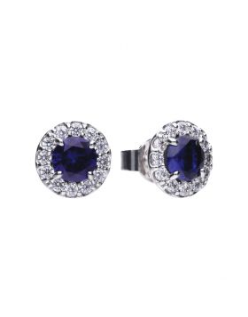 Diamonfire Blue Sapphire Coloured Zirconia Solitaire Earrings E5598