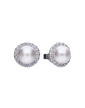 Diamonfire Zirconia & Pearl Earrings E5656