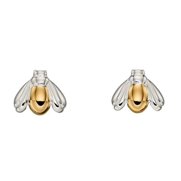 Sterling Silver Gold Plated Bee Earrings (E5682)