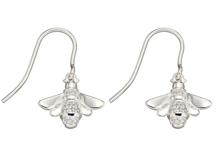 Sterling Silver Cubic Zirconia Bee Earrings (E5830C)