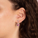 Diamonfire Red Zirconia Teardrop Earrings With Pave Surround (E6193)