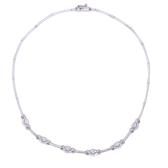 9ct White Gold CZ Open Knot Necklet