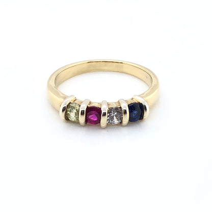 9ct Gold Family Birthstone Ring Bar Setting BRB