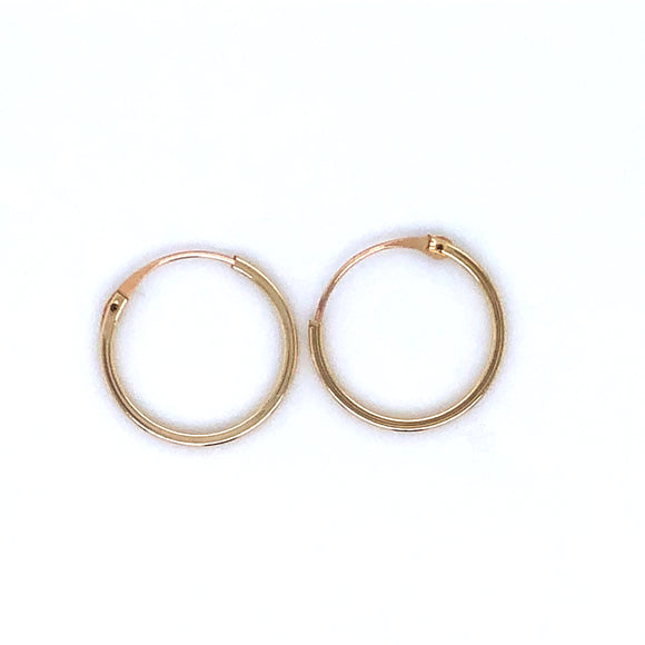9ct Gold 14mm Square Sleeper Earrings