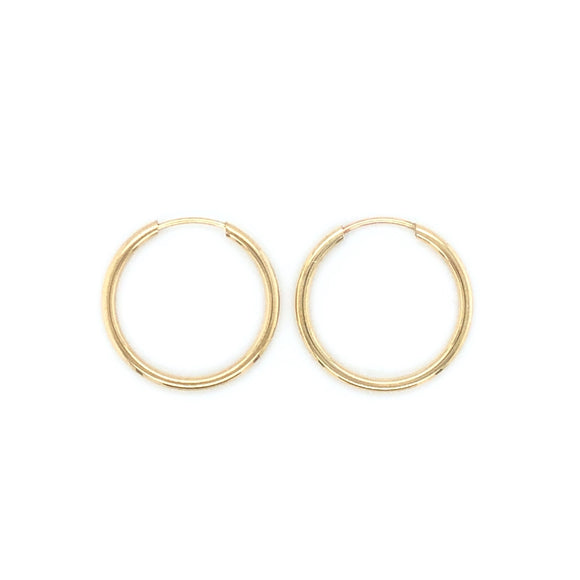 9ct Gold 15mm Sleeper Earrings