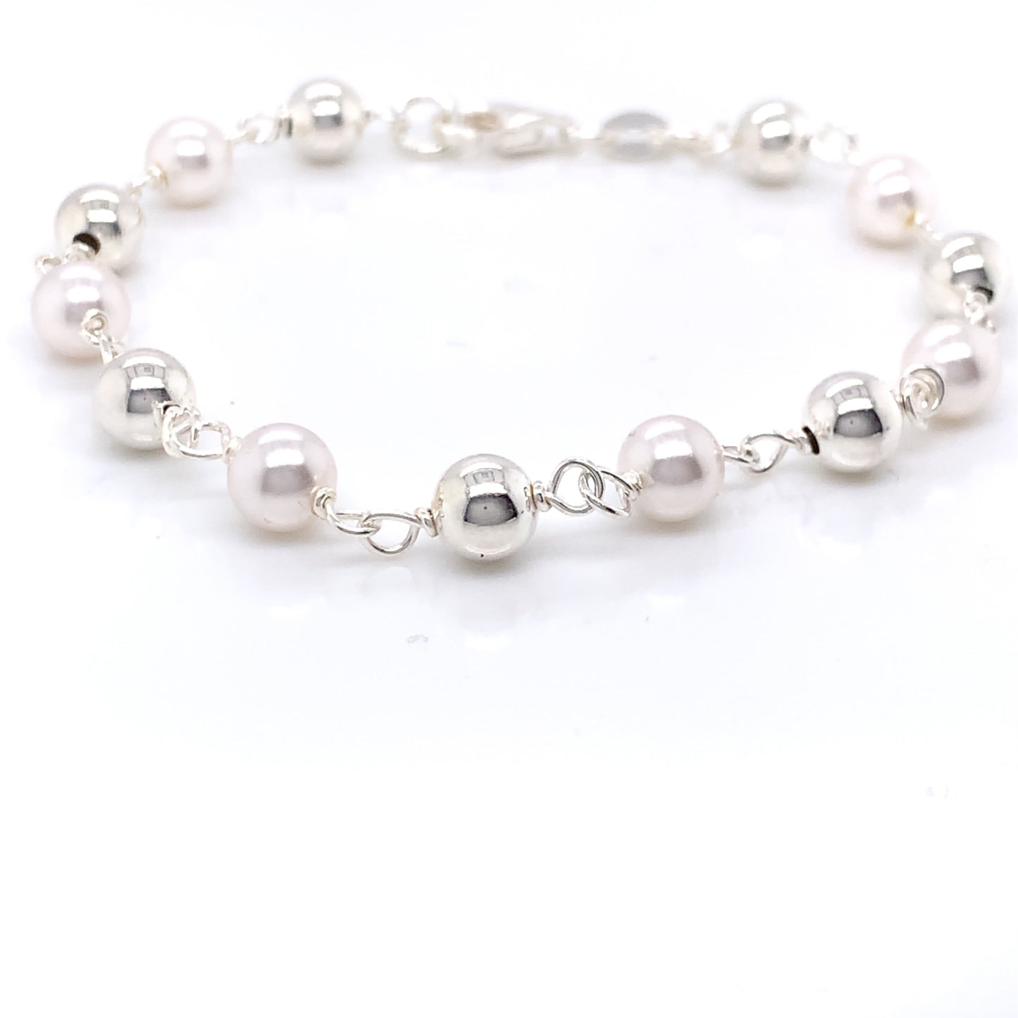 Silver Ball & Pearl Bracelet