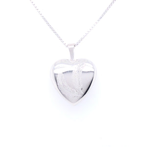 Sterling Silver Cute Feather Heart Locket
