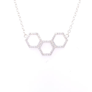 Sterling Silver CZ Honeycomb Necklace