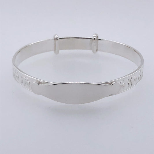 Silver Baby Bangle Teddy Motif