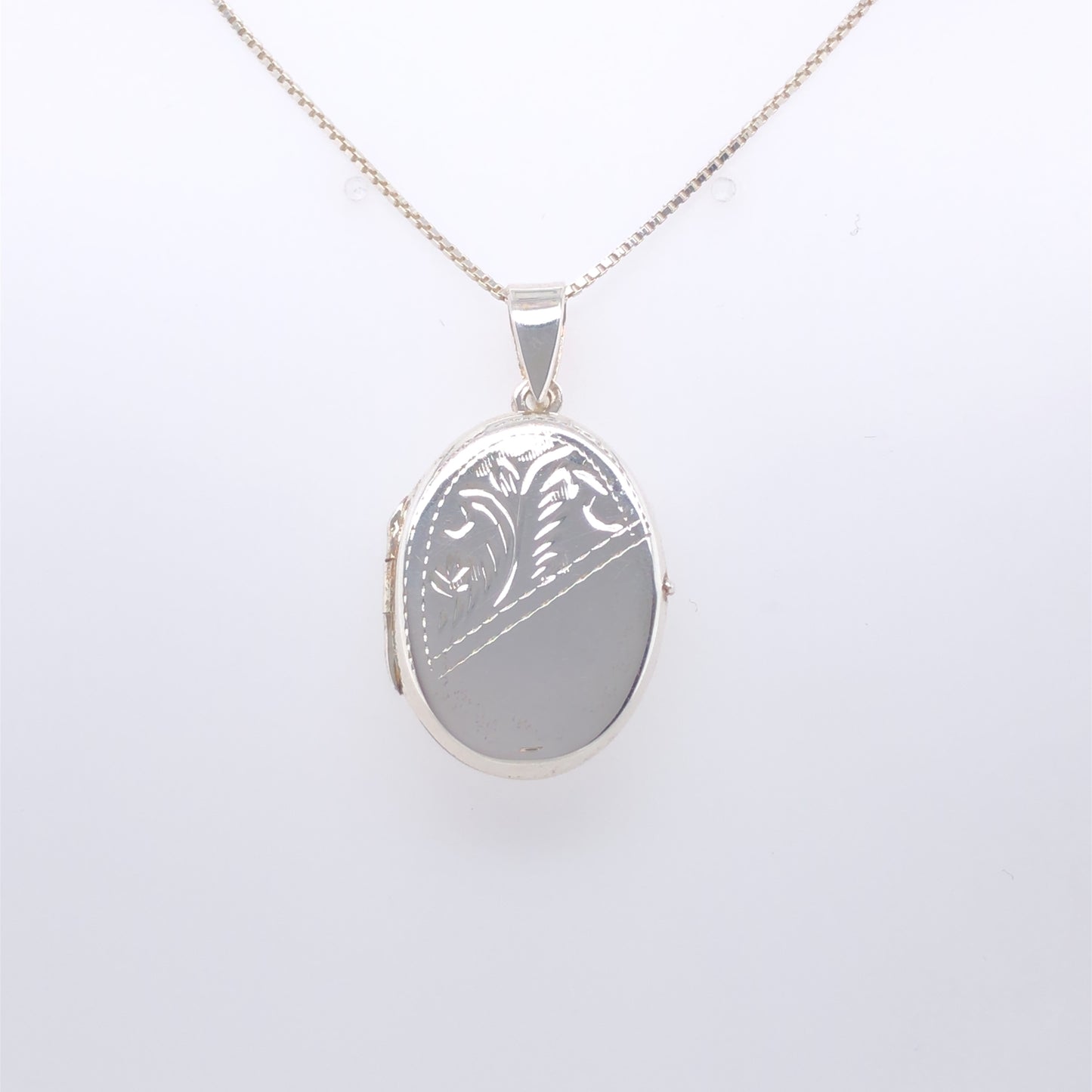 Sterling Silver Half Engraved Locket