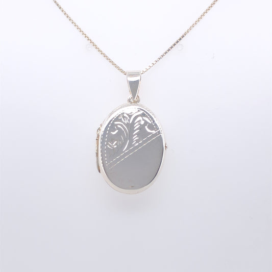 Sterling Silver Half Engraved Locket