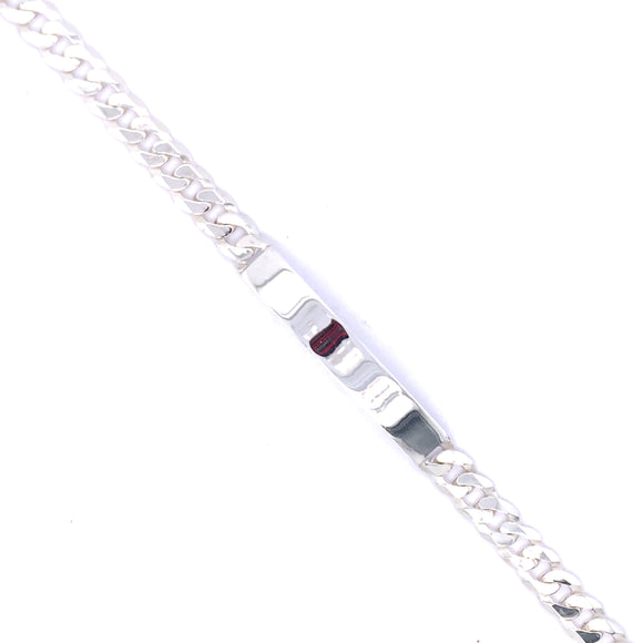 Sterling Silver 21cm Men's Engravable Identity Curb Bracelet