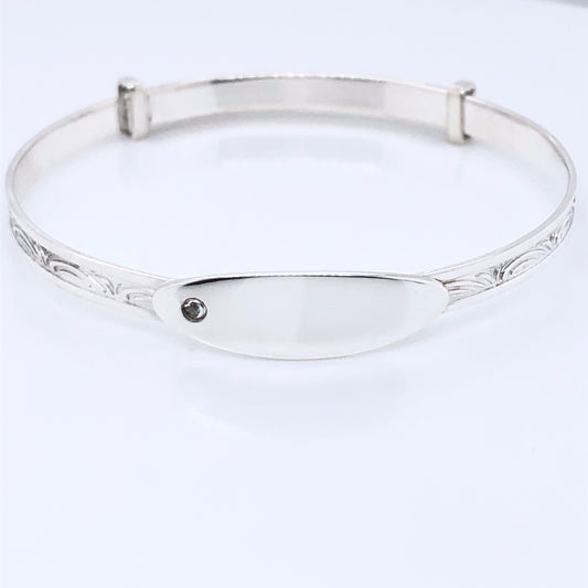 Silver CZ Baby Bangle 85/4