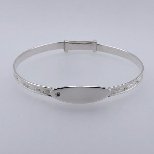 Silver Pink CZ Baby Bangle 85/5