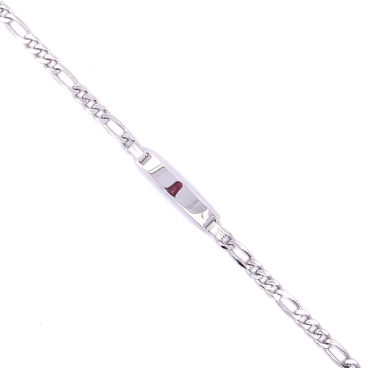 Sterling Silver 19cm Engravable Figaro Identity Bracelet BR6