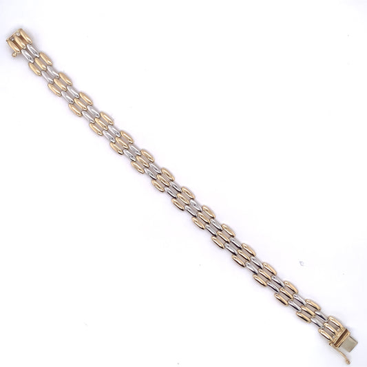 9ct Gold Two-tone Panther Link Bracelet GB012