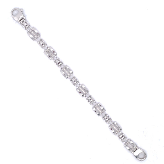 9ct White Gold CZ Three-Bar Gate Bracelet