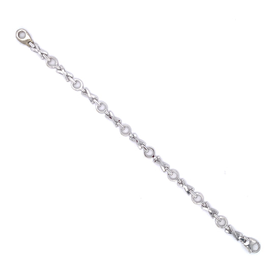 9ct White Gold Love & Hugs Link Bracelet