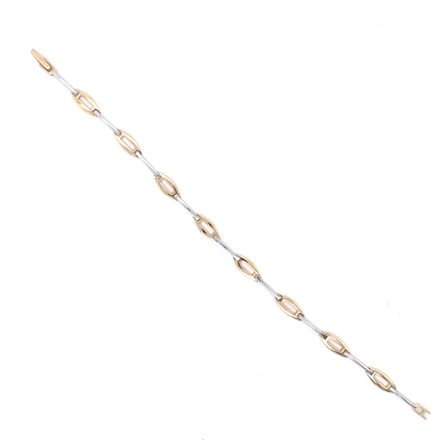 9ct Gold Two-tone Oval Link Bracelet GB122