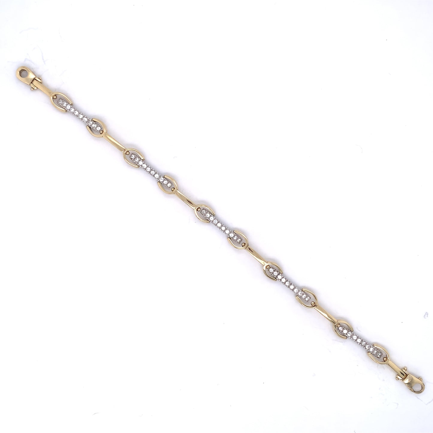 9ct Gold Two-tone CZ Bars Bracelet GB149