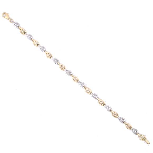 9ct Gold Two-tone Open Leaf Link Bracelet