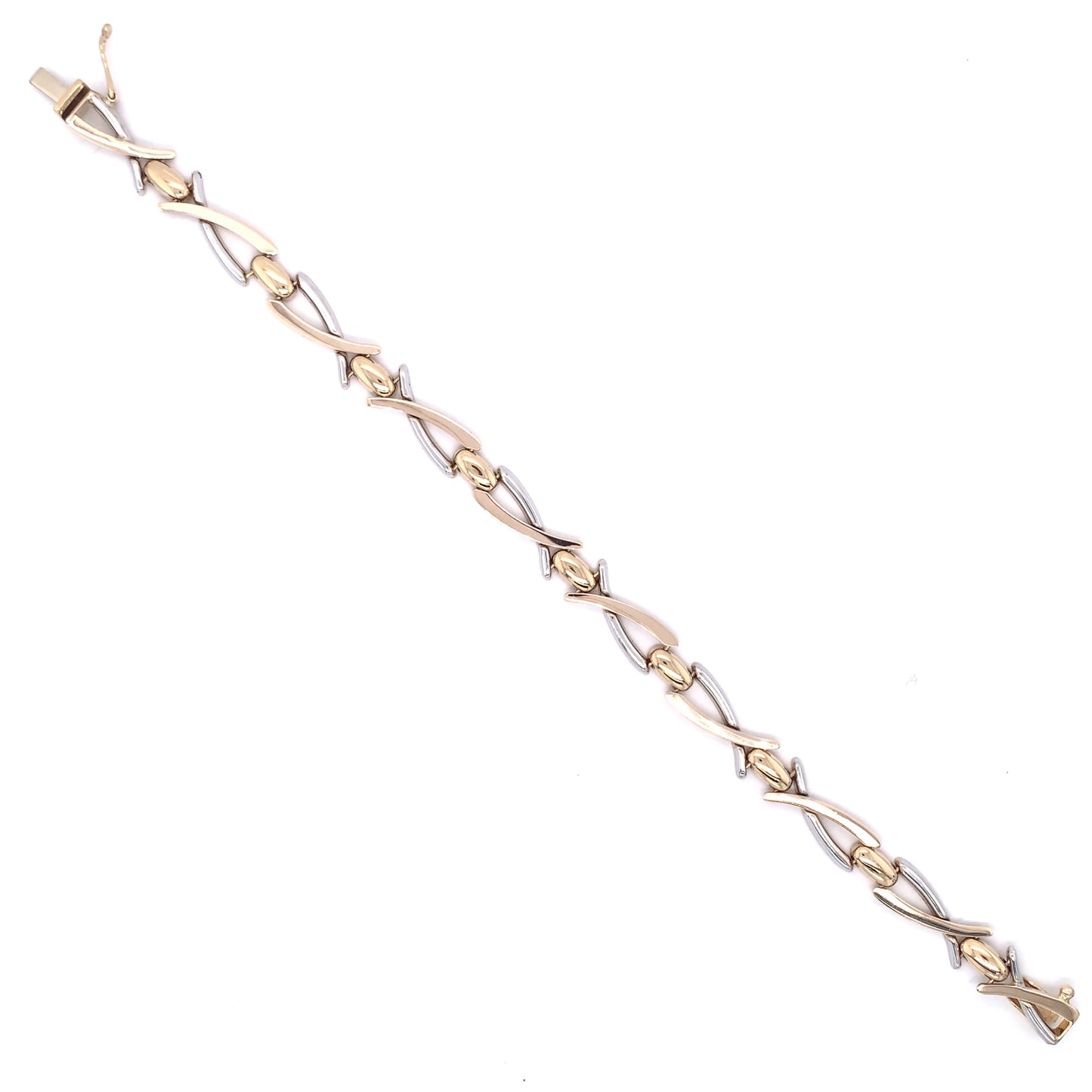 9ct Gold Two-tone Crossover Link Bracelet