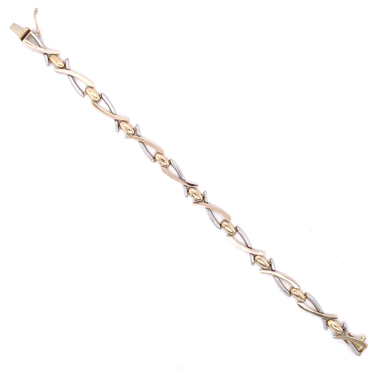 9ct Gold Two-tone Crossover Link Bracelet GB207