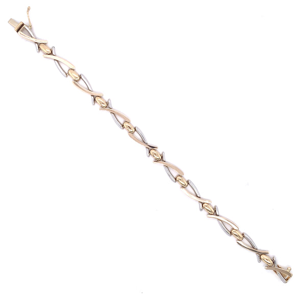 9ct Gold Two-tone Crossover Link Bracelet