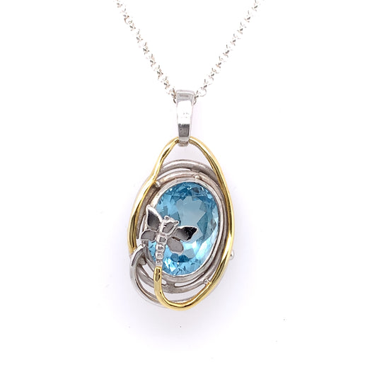 Gallardo & Blaine Sterling Silver Lagoon Pendant Blue Topaz