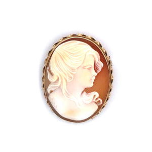 9ct Gold Cameo Young Girl Brooch/Pendant