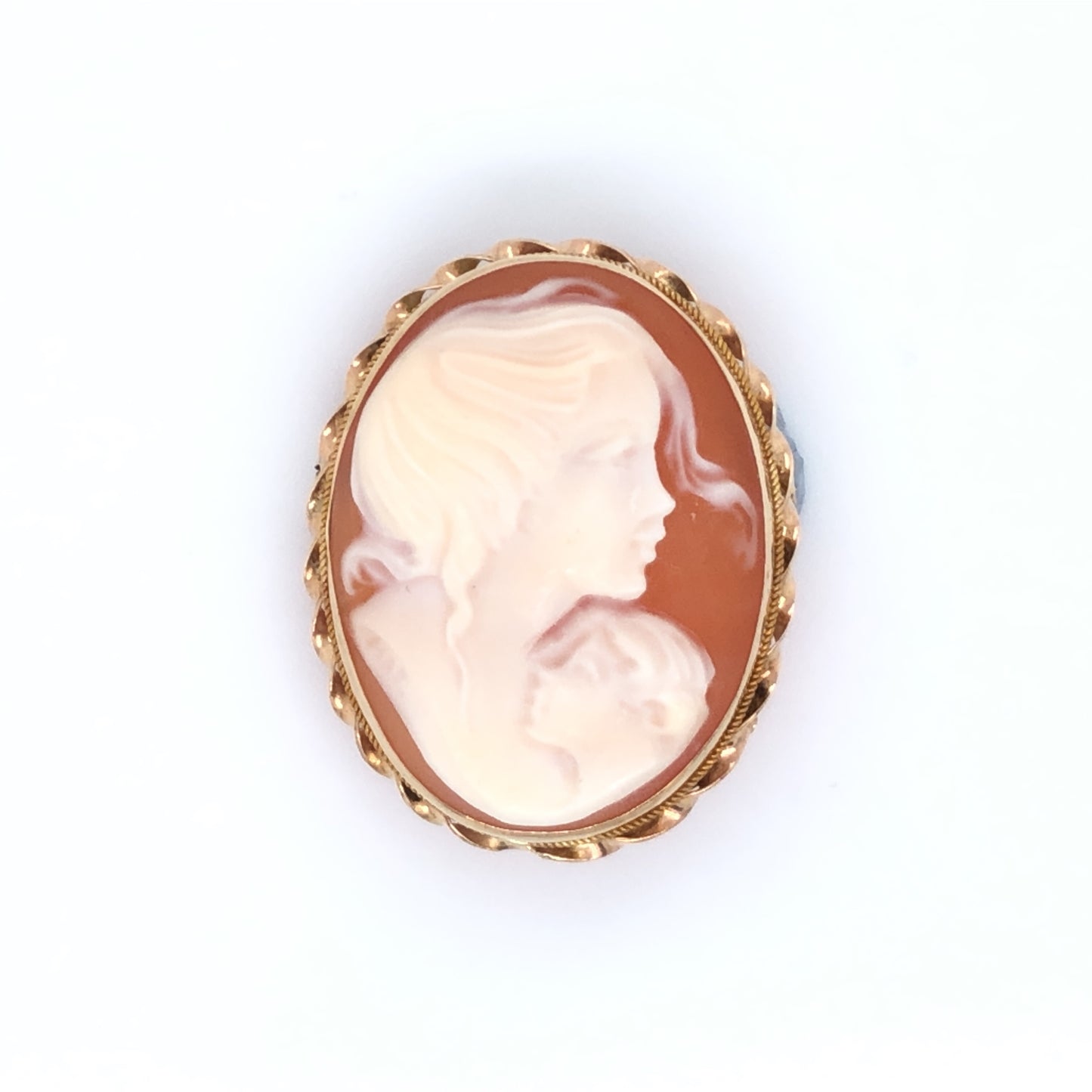 9ct Gold Cameo Mother & Child Brooch/Pendant